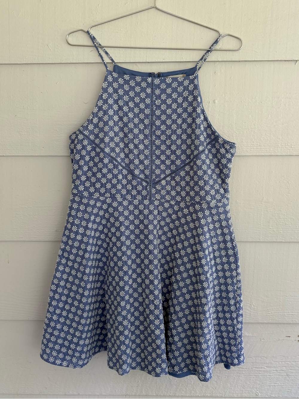 Altar’d State Blue White Floral Embroidered Mini Dress Women’s XL Sleeveless
